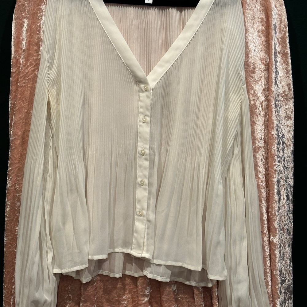 Express Cream Pleated Blouse